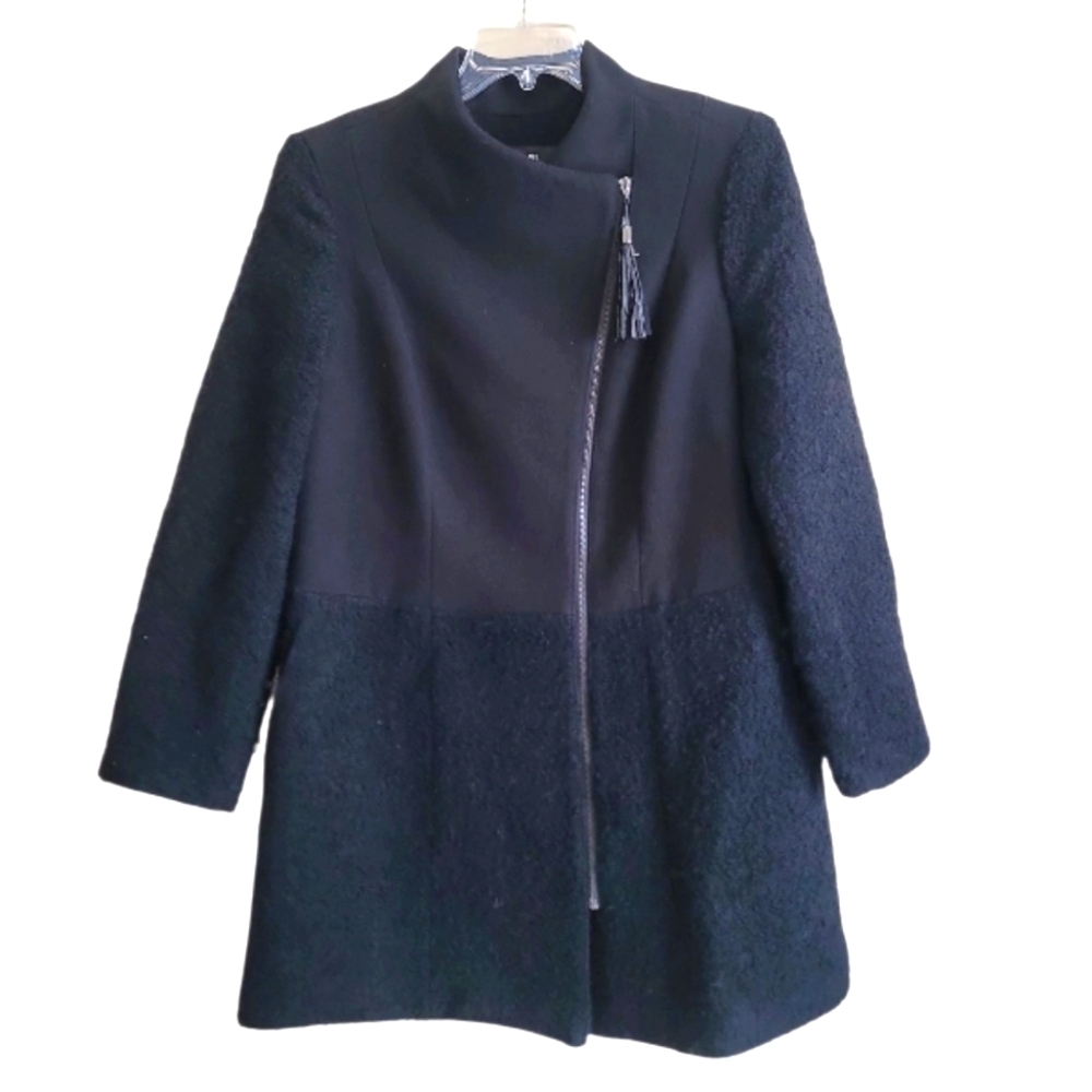 Alfani Womens Woolblend Black Winter Coat Size Medium